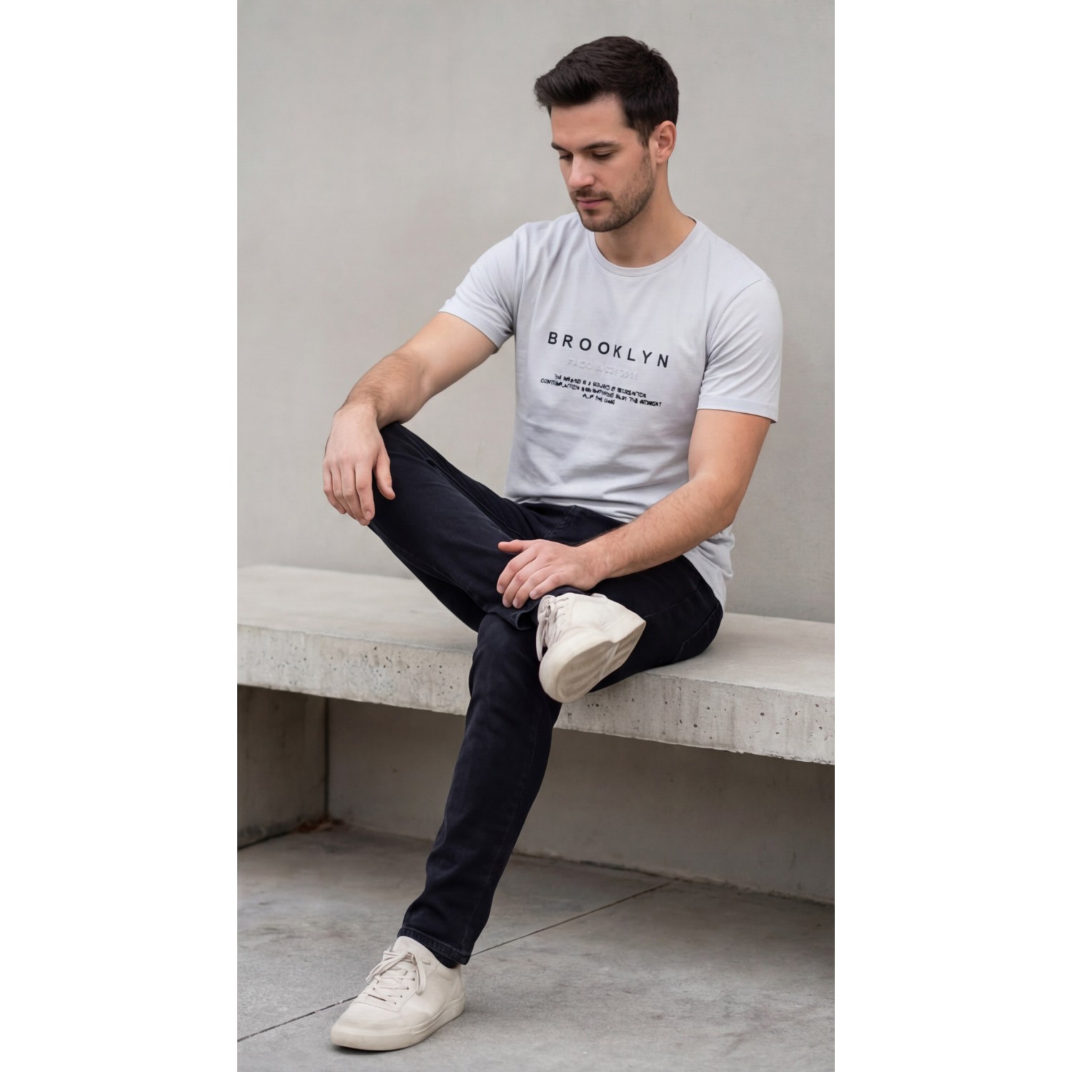 Life Style Butiken Ανδρική κοντομάνικη μπλούζα LS12631005 Γκρι