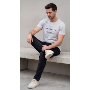 Life Style Butiken Ανδρική κοντομάνικη μπλούζα LS12631005 Γκρι