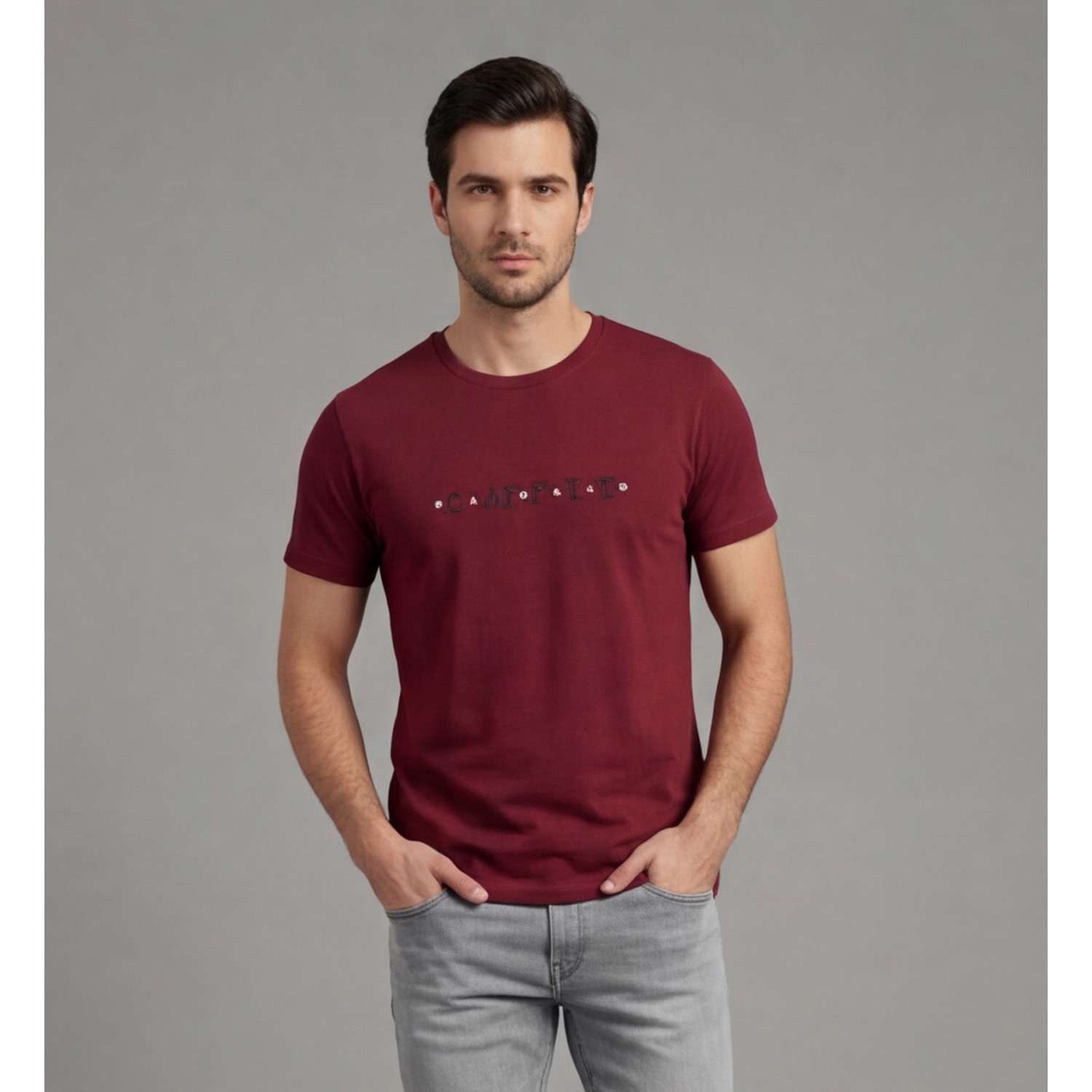 Life Style Butiken Ανδρική κοντομάνικη μπλούζα LS12631018 Μπορντό