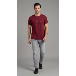 Life Style Butiken Ανδρική κοντομάνικη μπλούζα LS12631018 Μπορντό