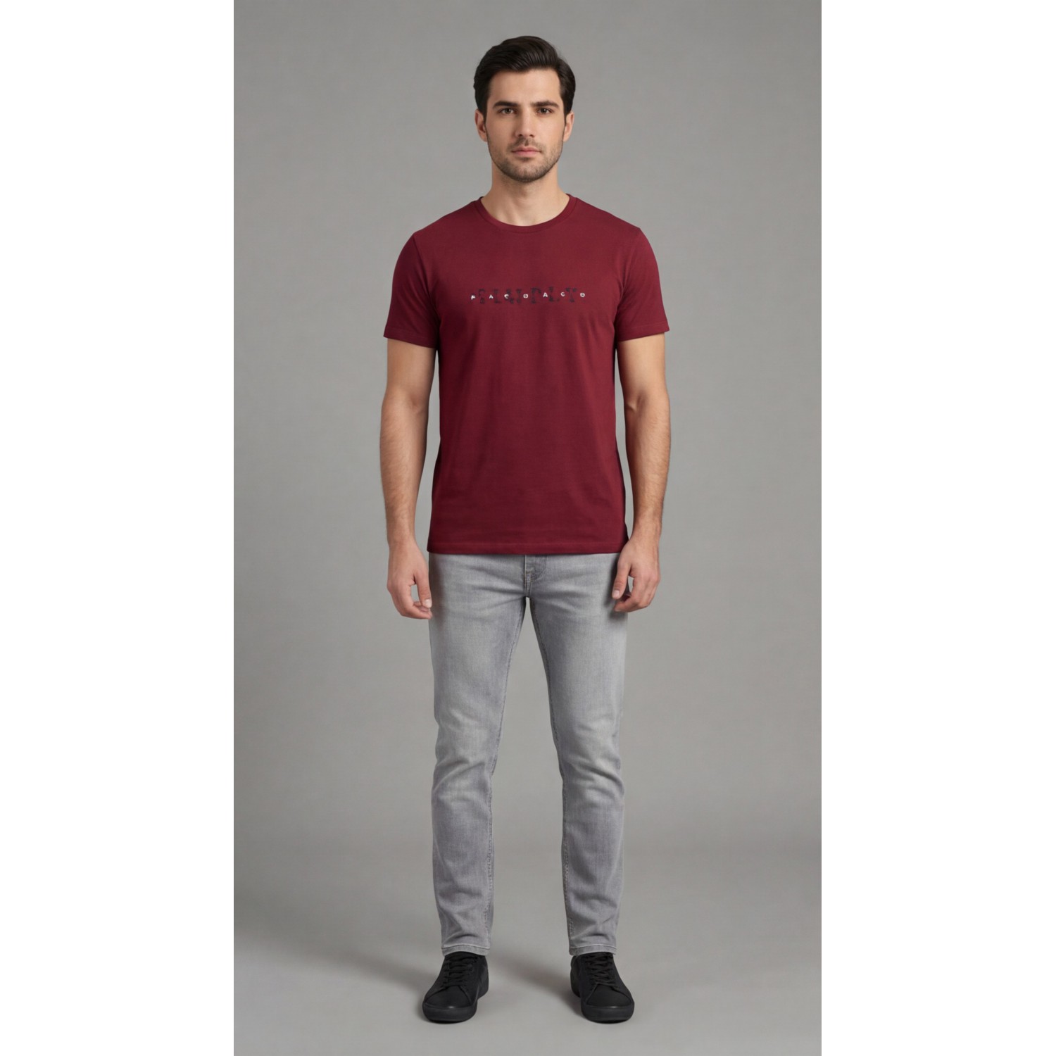 Life Style Butiken Ανδρική κοντομάνικη μπλούζα LS12631018 Μπορντό