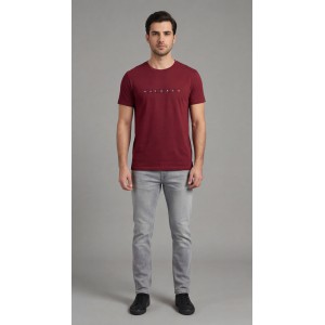 Life Style Butiken Ανδρική κοντομάνικη μπλούζα LS12631018 Μπορντό