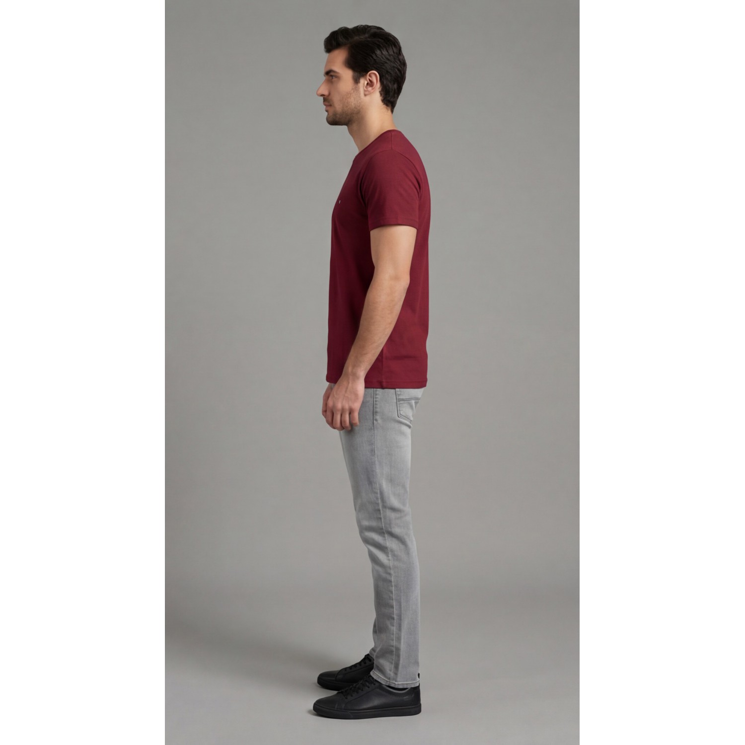 Life Style Butiken Ανδρική κοντομάνικη μπλούζα LS12631018 Μπορντό