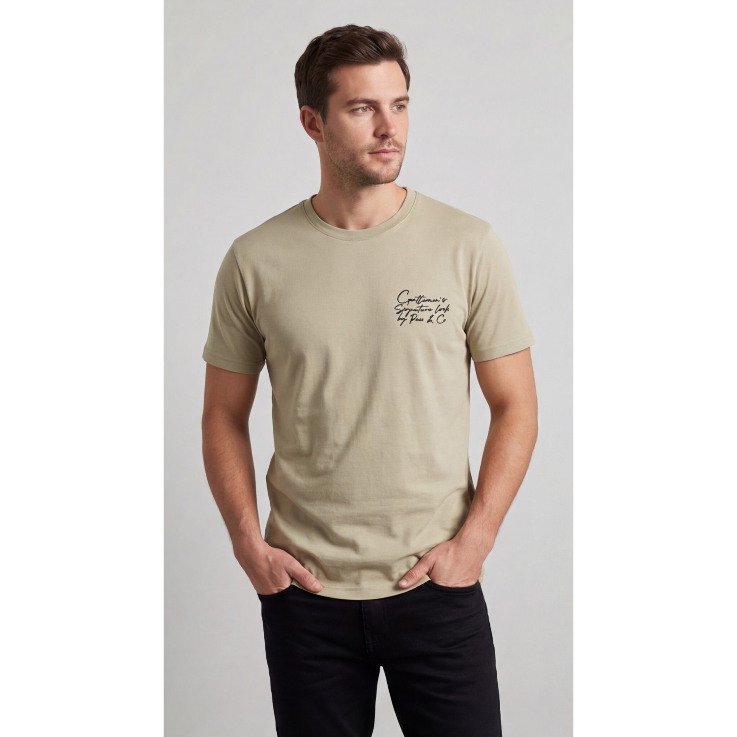 Life Style Butiken Ανδρική κοντομάνικη μπλούζα LS12631032 Μπεζ