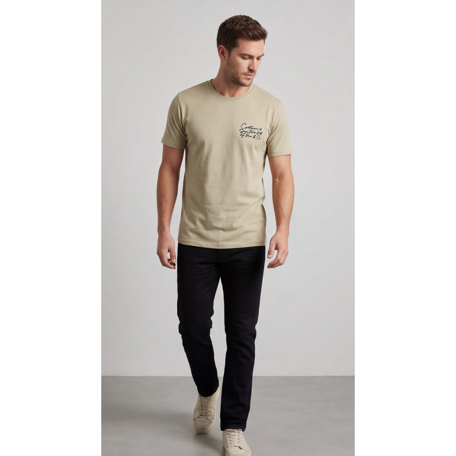 Life Style Butiken Ανδρική κοντομάνικη μπλούζα LS12631032 Μπεζ