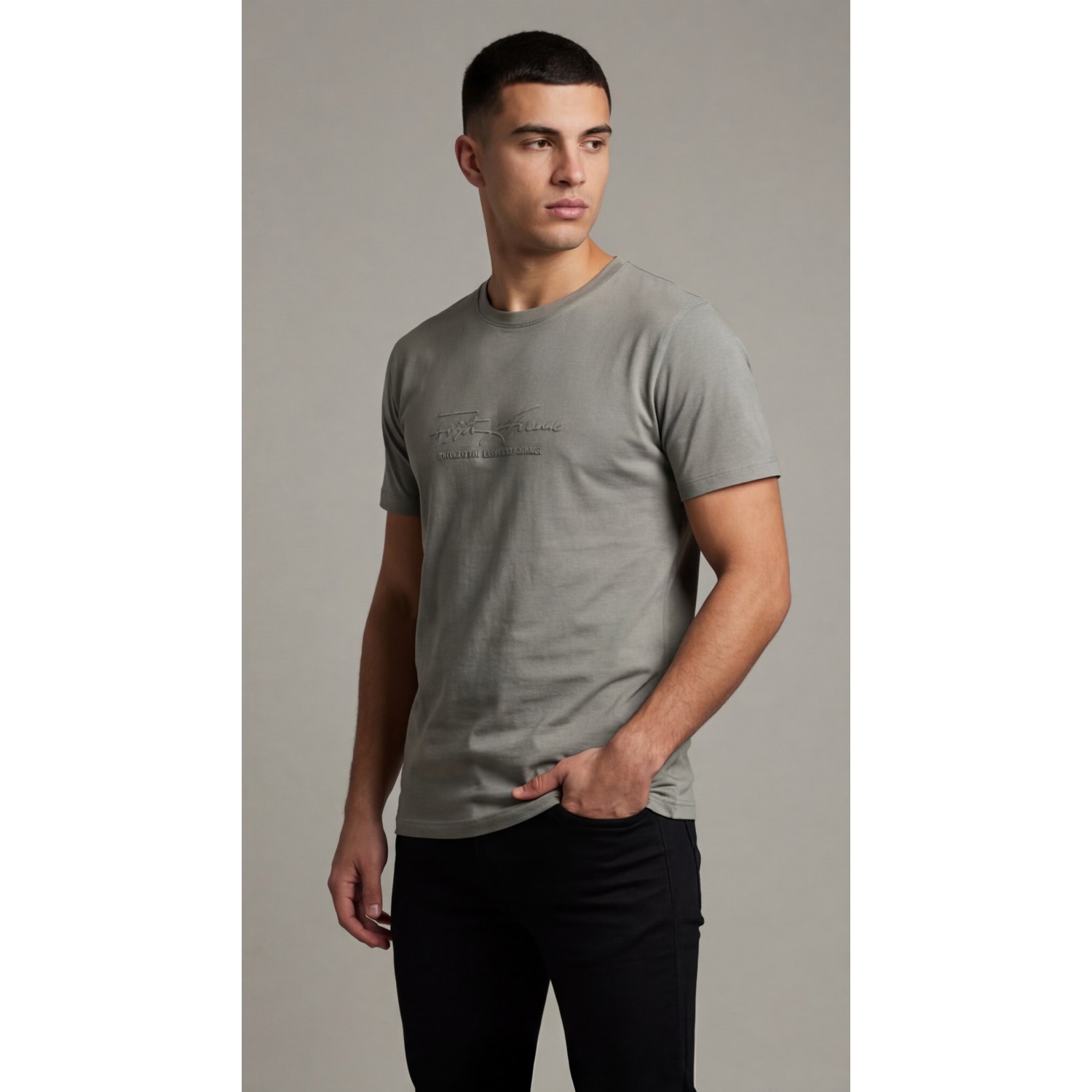 Life Style Butiken Ανδρική κοντομάνικη μπλούζα LS12631034 Γκρι