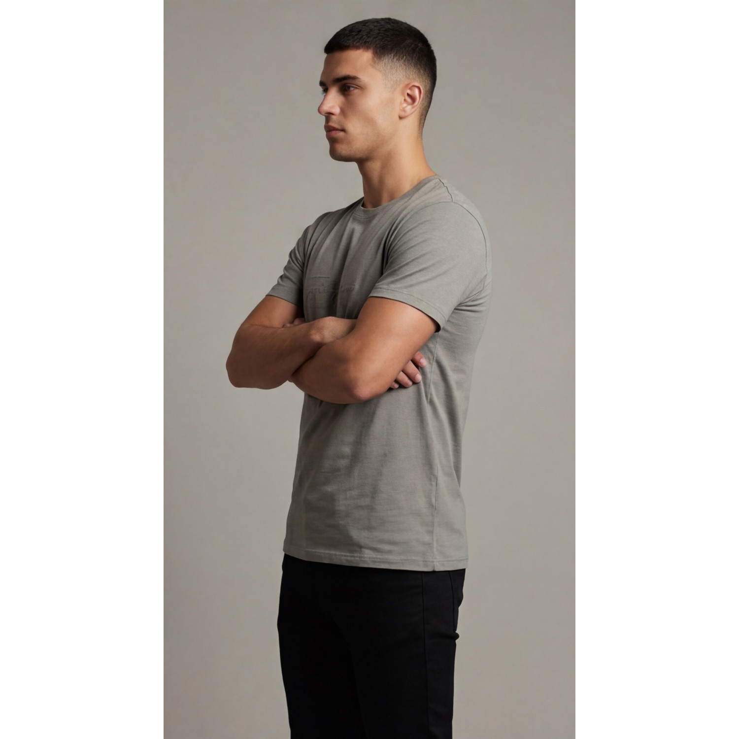 Life Style Butiken Ανδρική κοντομάνικη μπλούζα LS12631034 Γκρι