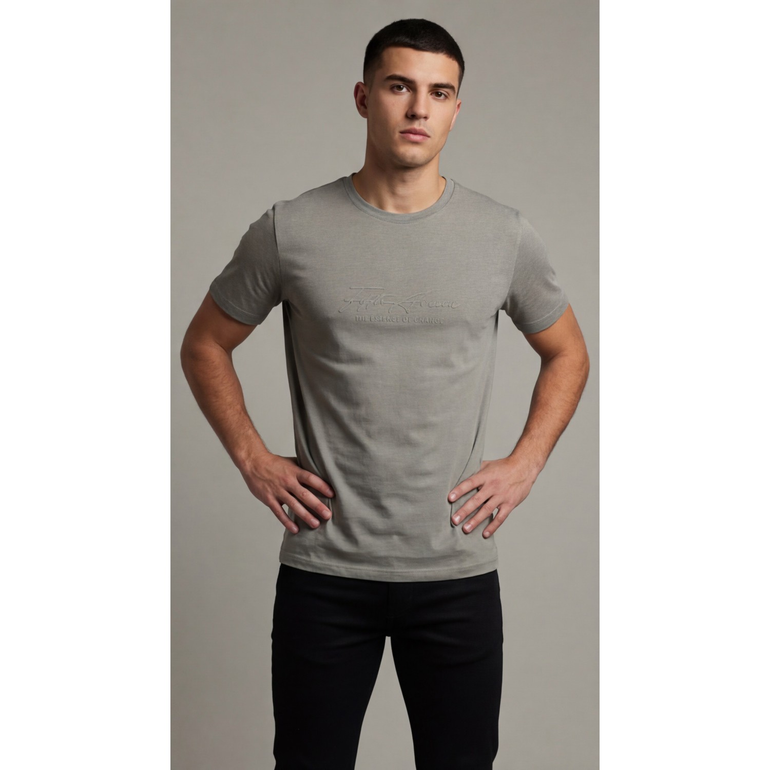 Life Style Butiken Ανδρική κοντομάνικη μπλούζα LS12631034 Γκρι