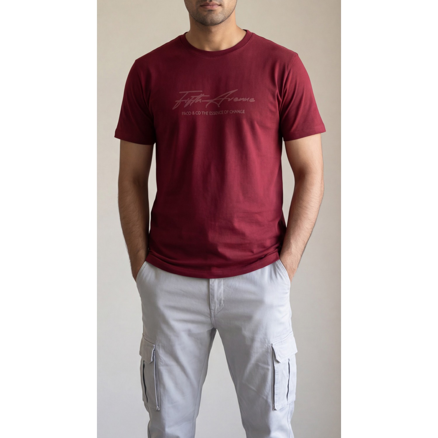 Life Style Butiken Ανδρική κοντομάνικη μπλούζα LS12631034 Μπορντό