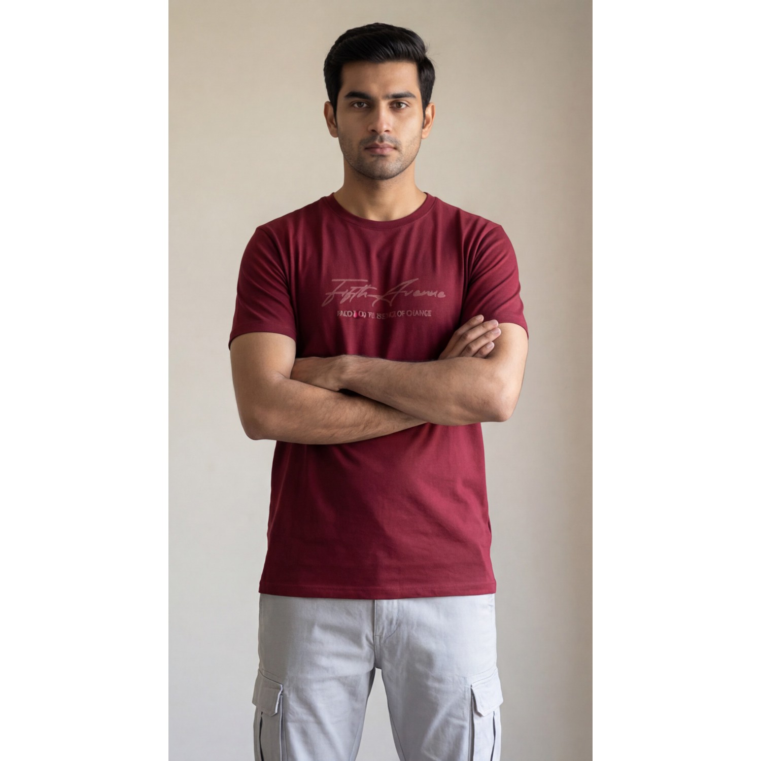 Life Style Butiken Ανδρική κοντομάνικη μπλούζα LS12631034 Μπορντό