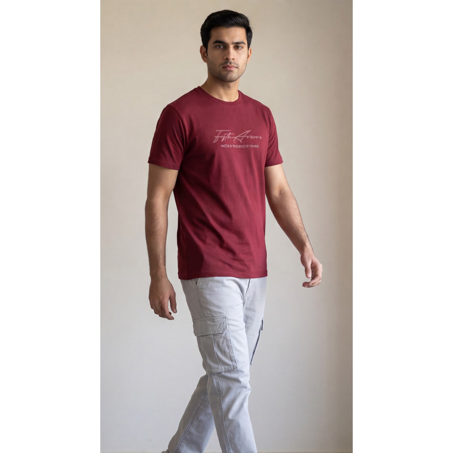 Life Style Butiken Ανδρική κοντομάνικη μπλούζα LS12631034 Μπορντό