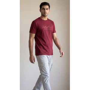 Life Style Butiken Ανδρική κοντομάνικη μπλούζα LS12631034 Μπορντό