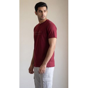 Life Style Butiken Ανδρική κοντομάνικη μπλούζα LS12631034 Μπορντό