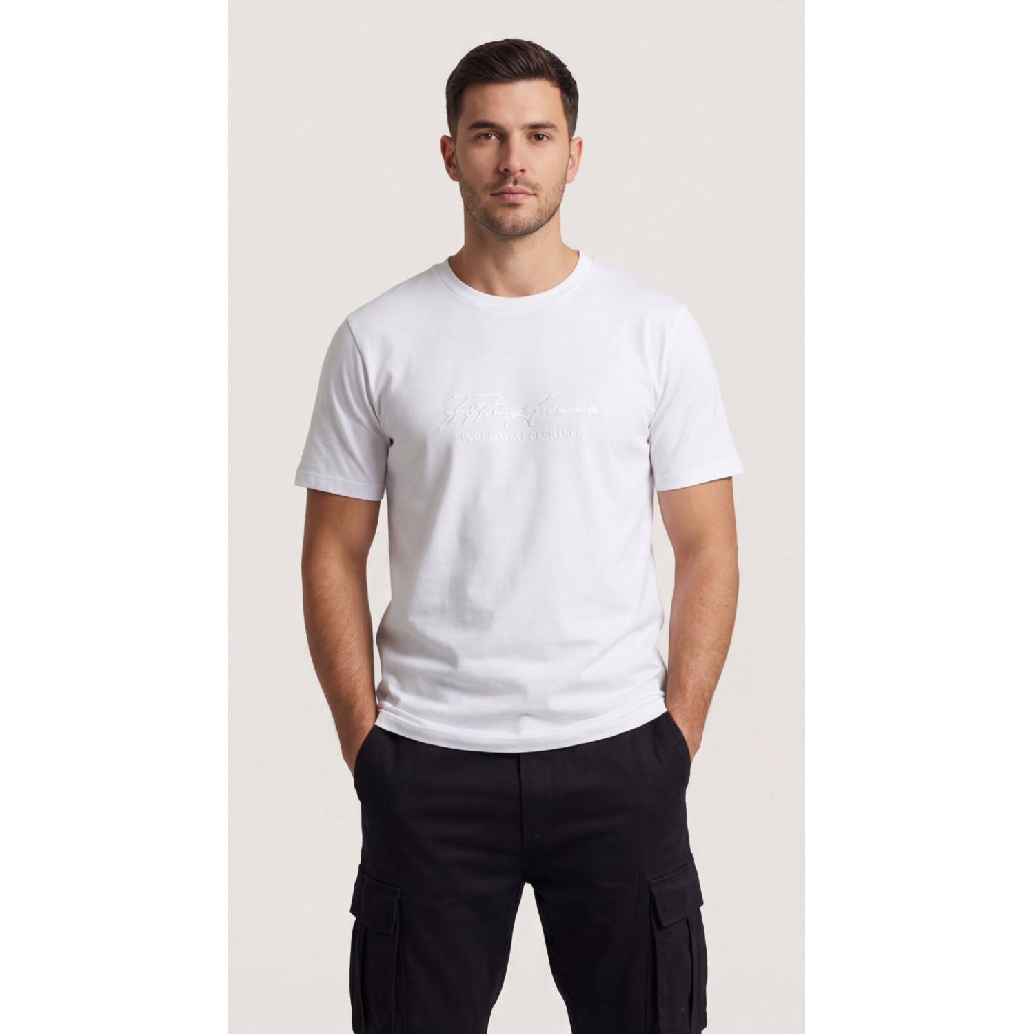 Life Style Butiken Ανδρική κοντομάνικη μπλούζα LS12631034 Λευκό