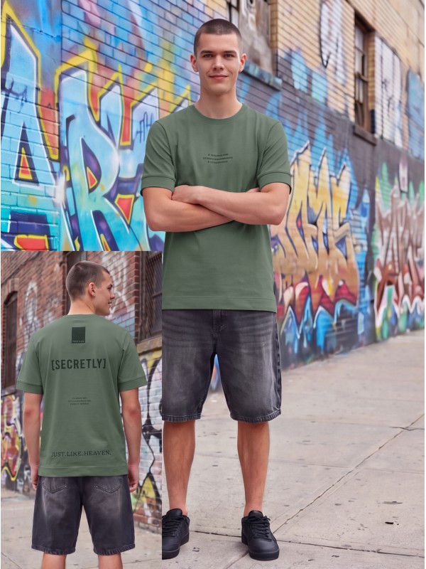 Life Style Butiken Ανδρική κοντομάνικη μπλούζα oversized LS12631045 Πράσινο