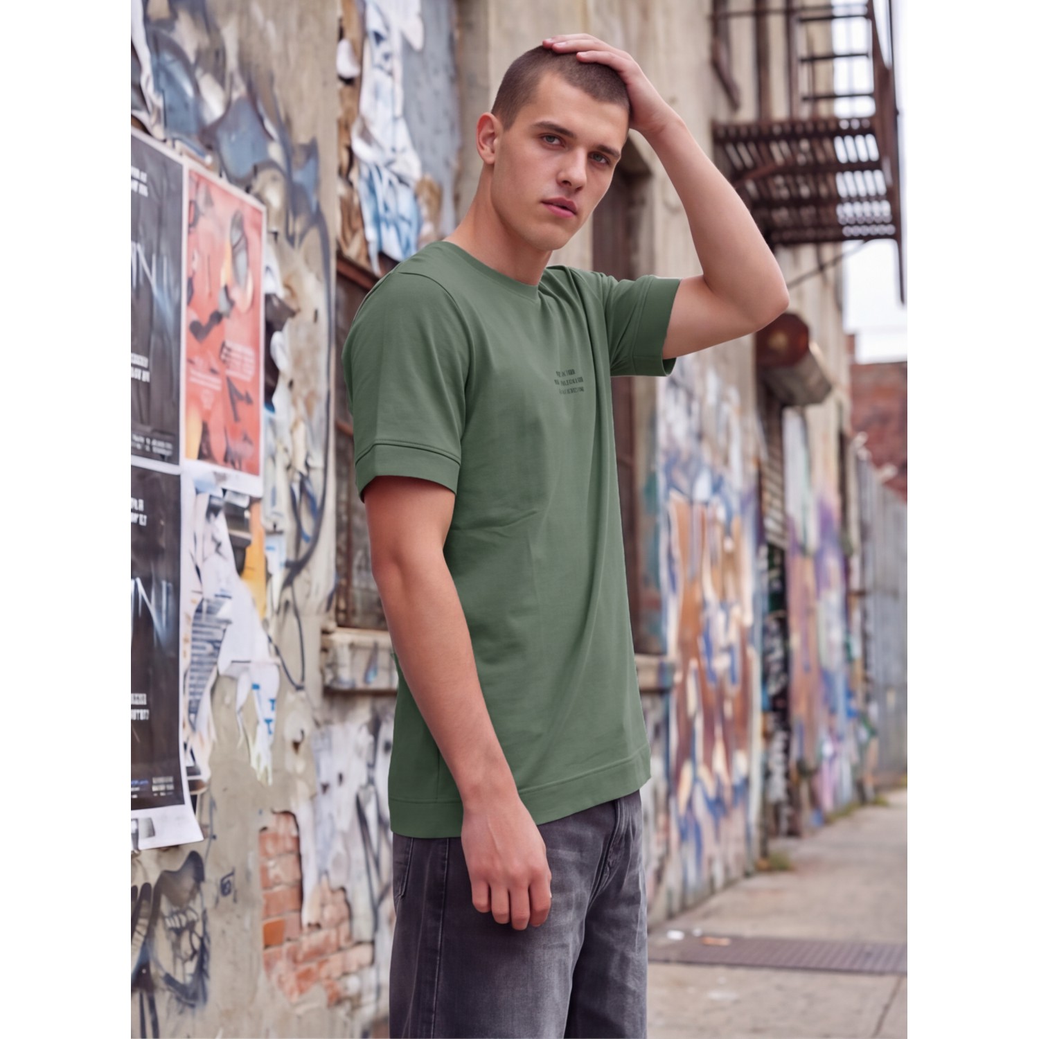 Life Style Butiken Ανδρική κοντομάνικη μπλούζα oversized LS12631045 Πράσινο