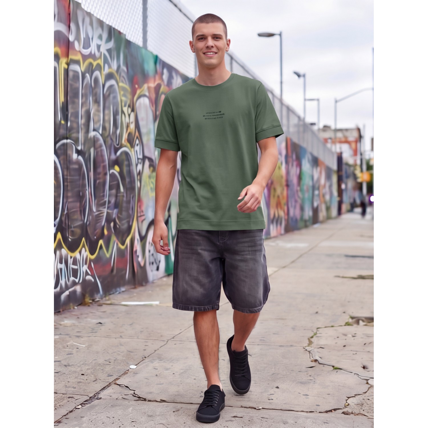 Life Style Butiken Ανδρική κοντομάνικη μπλούζα oversized LS12631045 Πράσινο