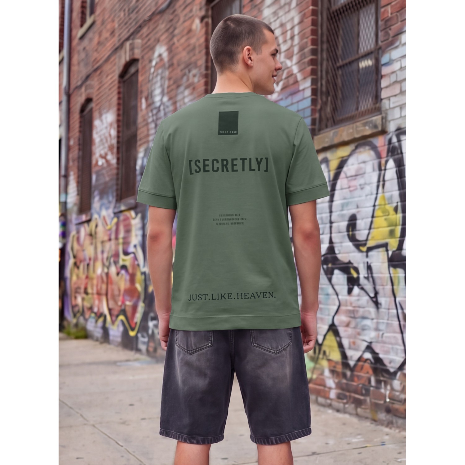 Life Style Butiken Ανδρική κοντομάνικη μπλούζα oversized LS12631045 Πράσινο