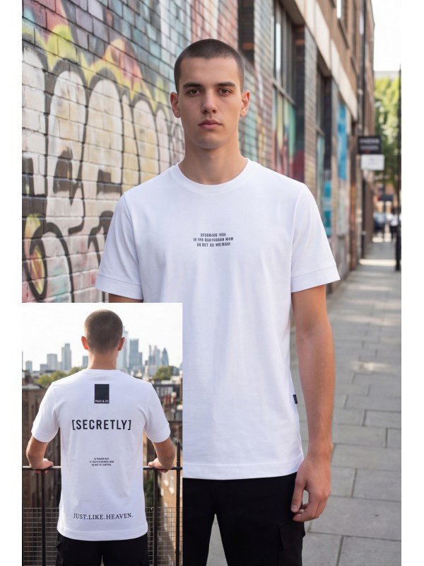 Life Style Butiken Ανδρική κοντομάνικη μπλούζα oversized LS12631045 Λευκό