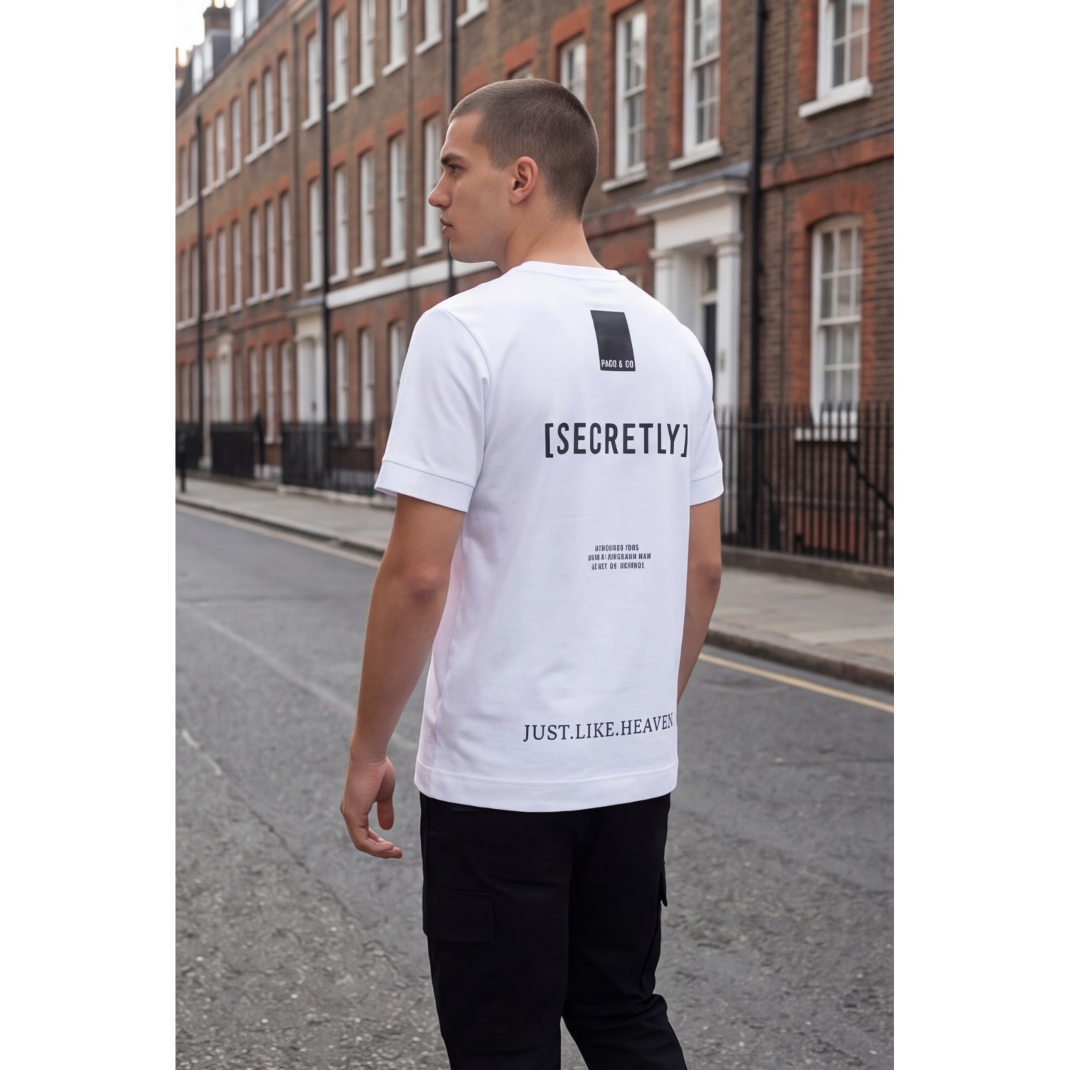 Life Style Butiken Ανδρική κοντομάνικη μπλούζα oversized LS12631045 Λευκό