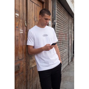 Life Style Butiken Ανδρική κοντομάνικη μπλούζα oversized LS12631045 Λευκό