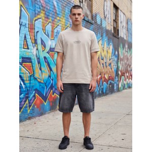 Life Style Butiken Ανδρική κοντομάνικη μπλούζα oversized LS12631045 Μπέζ