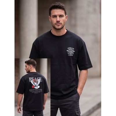 Life Style Butiken Ανδρική κοντομάνικη μπλούζα oversize LS12631063 Black