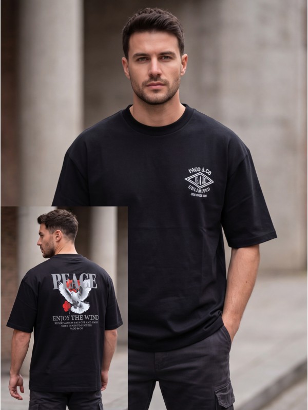 Life Style Butiken Ανδρική κοντομάνικη μπλούζα oversize LS12631063 Black