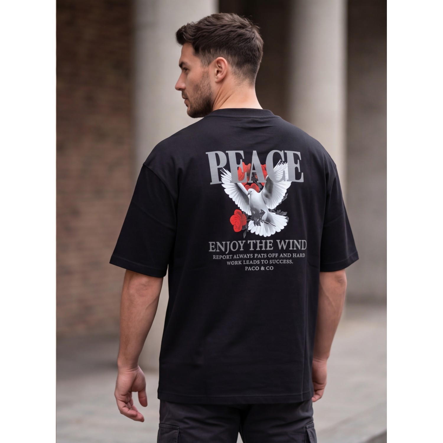 Life Style Butiken Ανδρική κοντομάνικη μπλούζα oversize LS12631063 Black