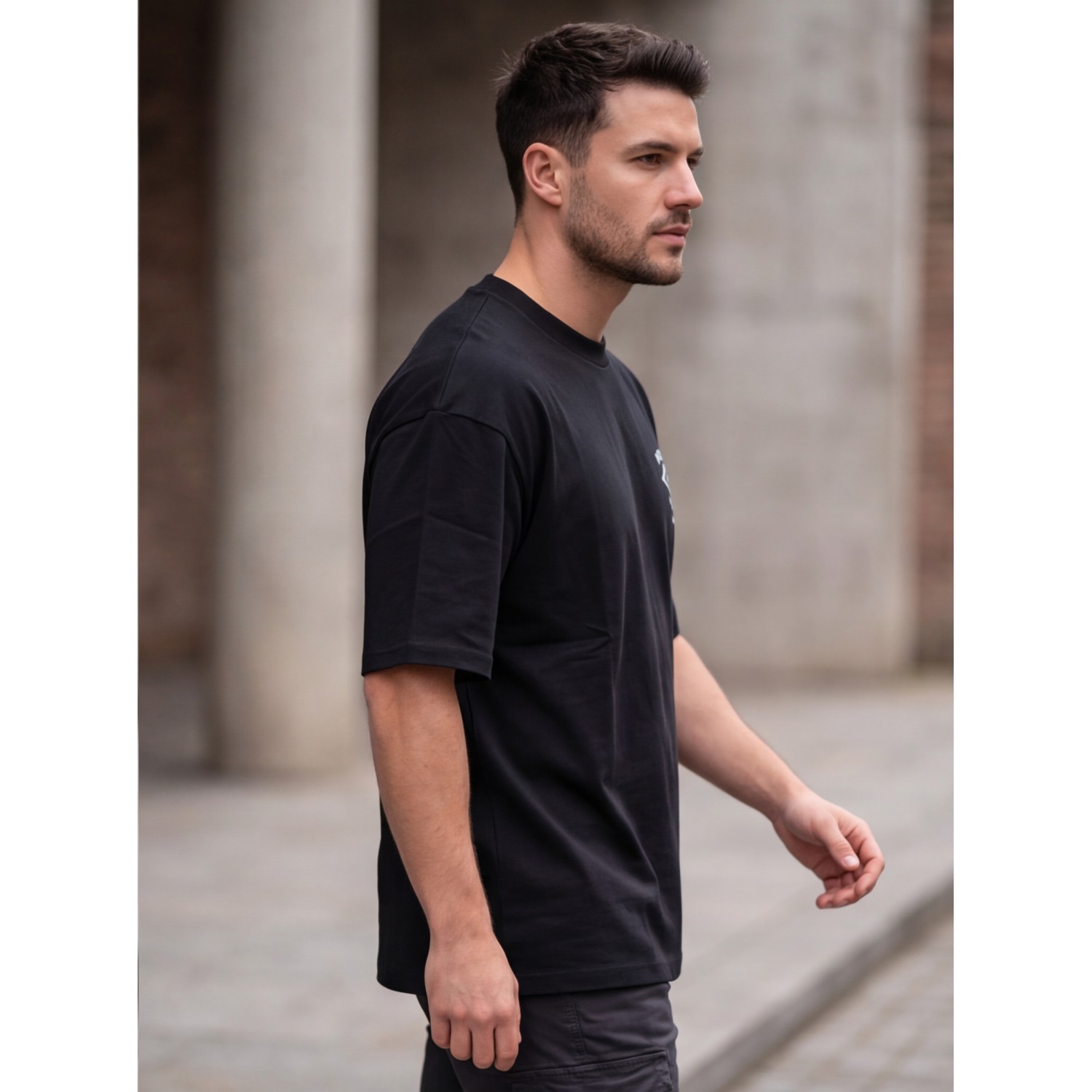 Life Style Butiken Ανδρική κοντομάνικη μπλούζα oversize LS12631063 Black