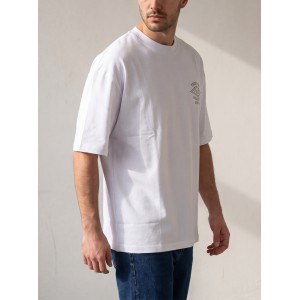 Life Style Butiken Ανδρική κοντομάνικη μπλούζα oversize LS12631063 Λευκό