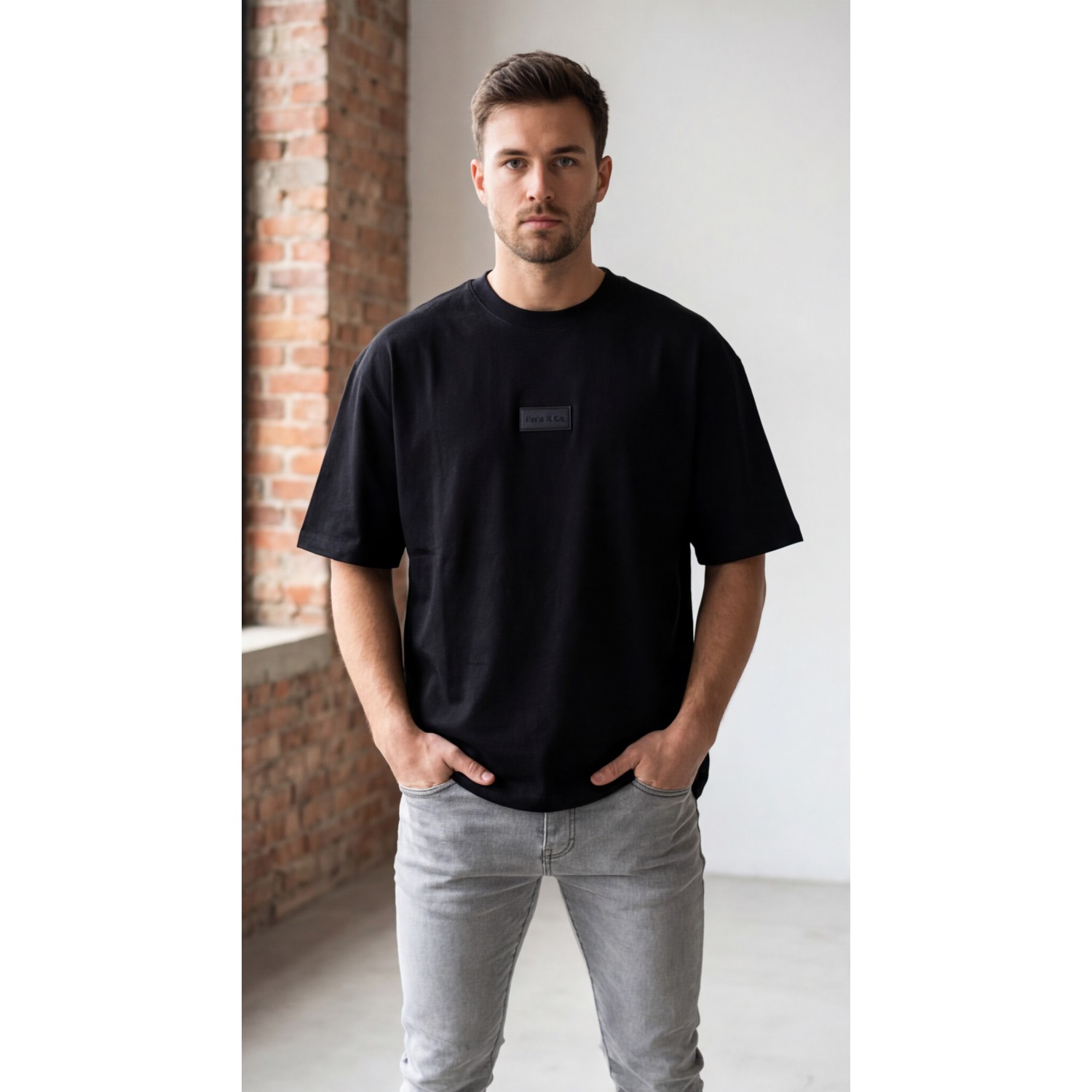 Life Style Butiken Ανδρική κοντομάνικη μπλούζα Oversized LS12631064 Black