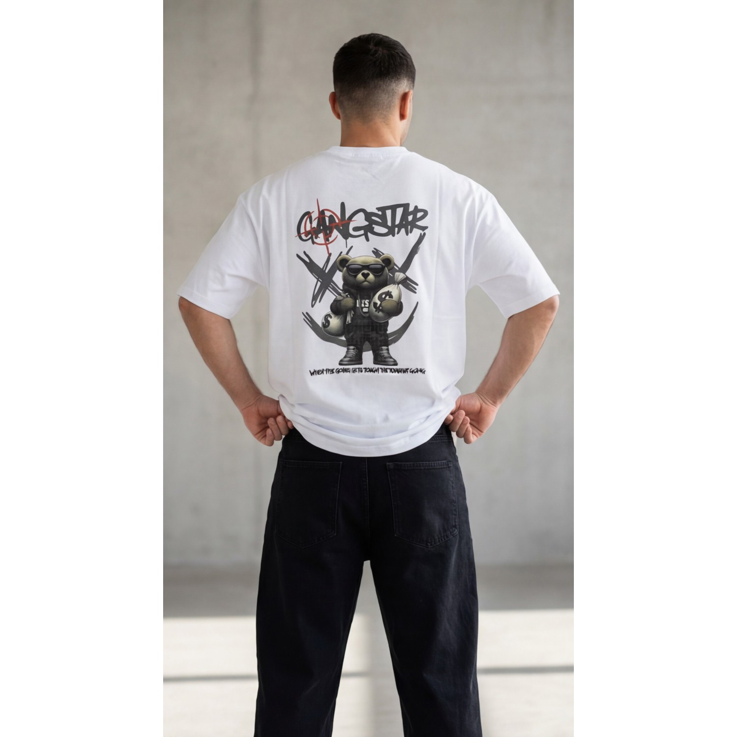 Life Style Butiken Ανδρική κοντομάνικη μπλούζα Oversized LS12631064 Λευκό