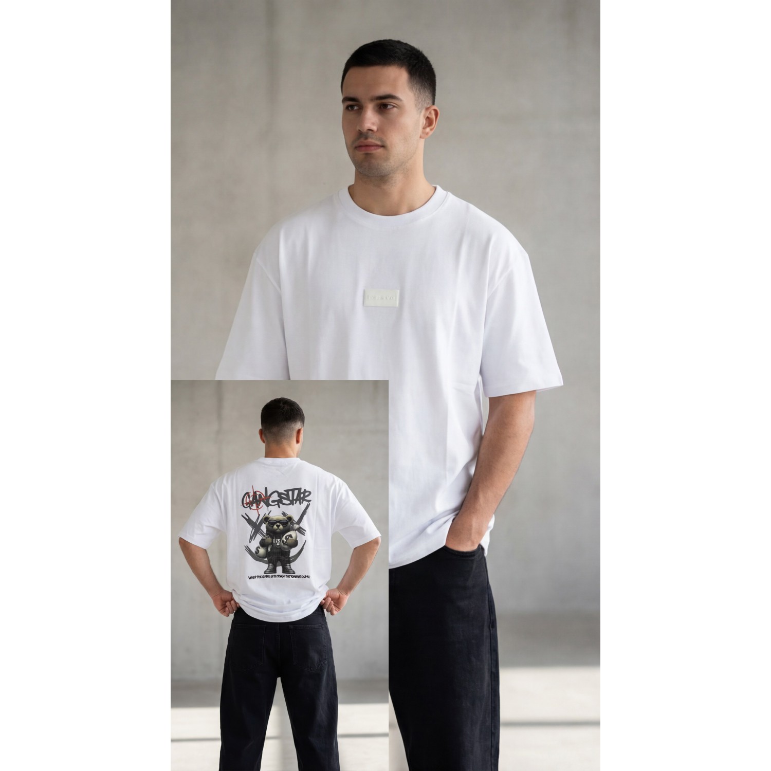 Life Style Butiken Ανδρική κοντομάνικη μπλούζα Oversized LS12631064 Λευκό