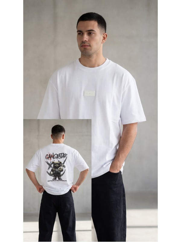 Life Style Butiken Ανδρική κοντομάνικη μπλούζα Oversized LS12631064 Λευκό
