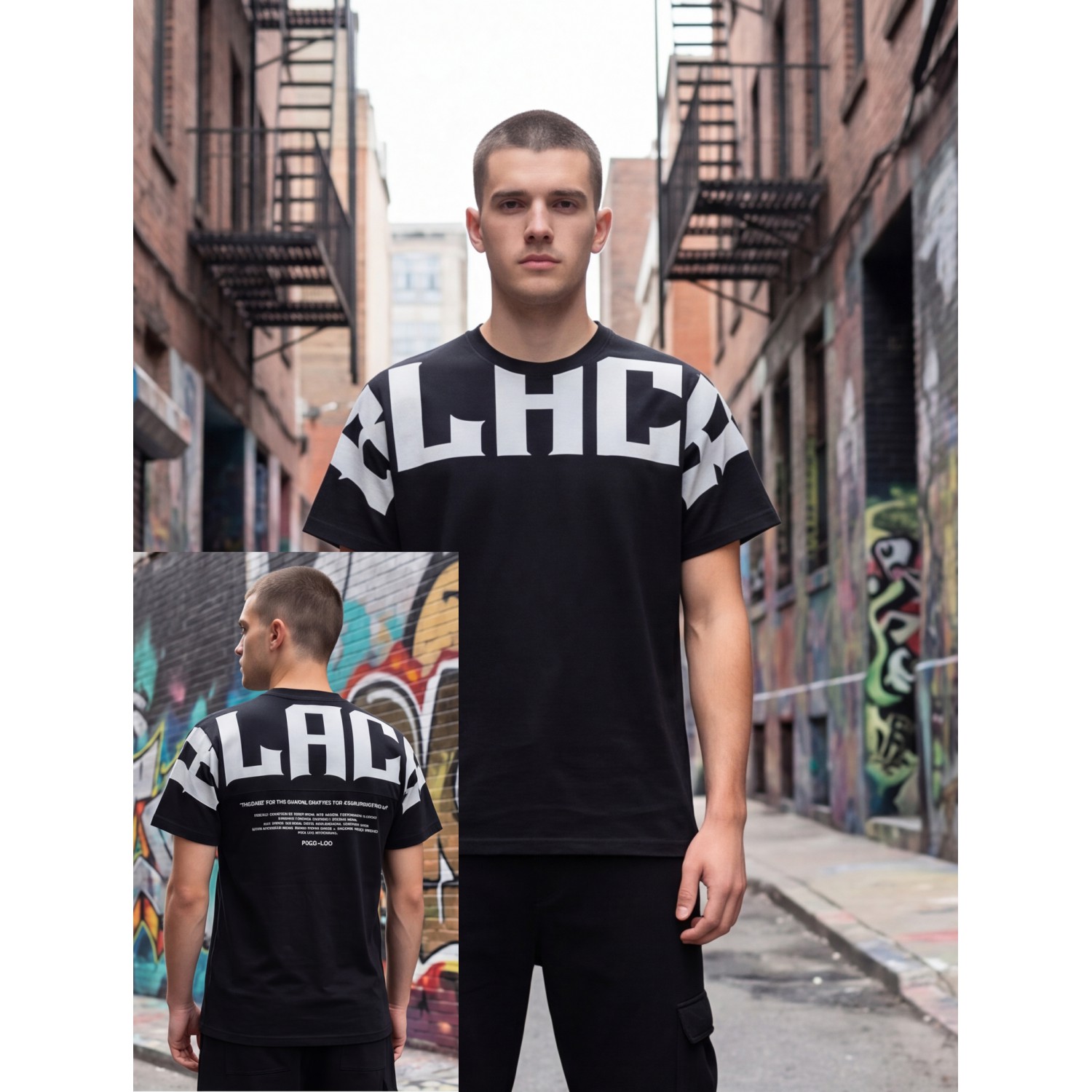 Life Style Butiken Ανδρική κοντομάνικη μπλούζα Oversized LS12631069 Black