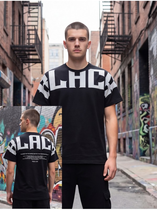 Life Style Butiken Ανδρική κοντομάνικη μπλούζα Oversized LS12631069 Black