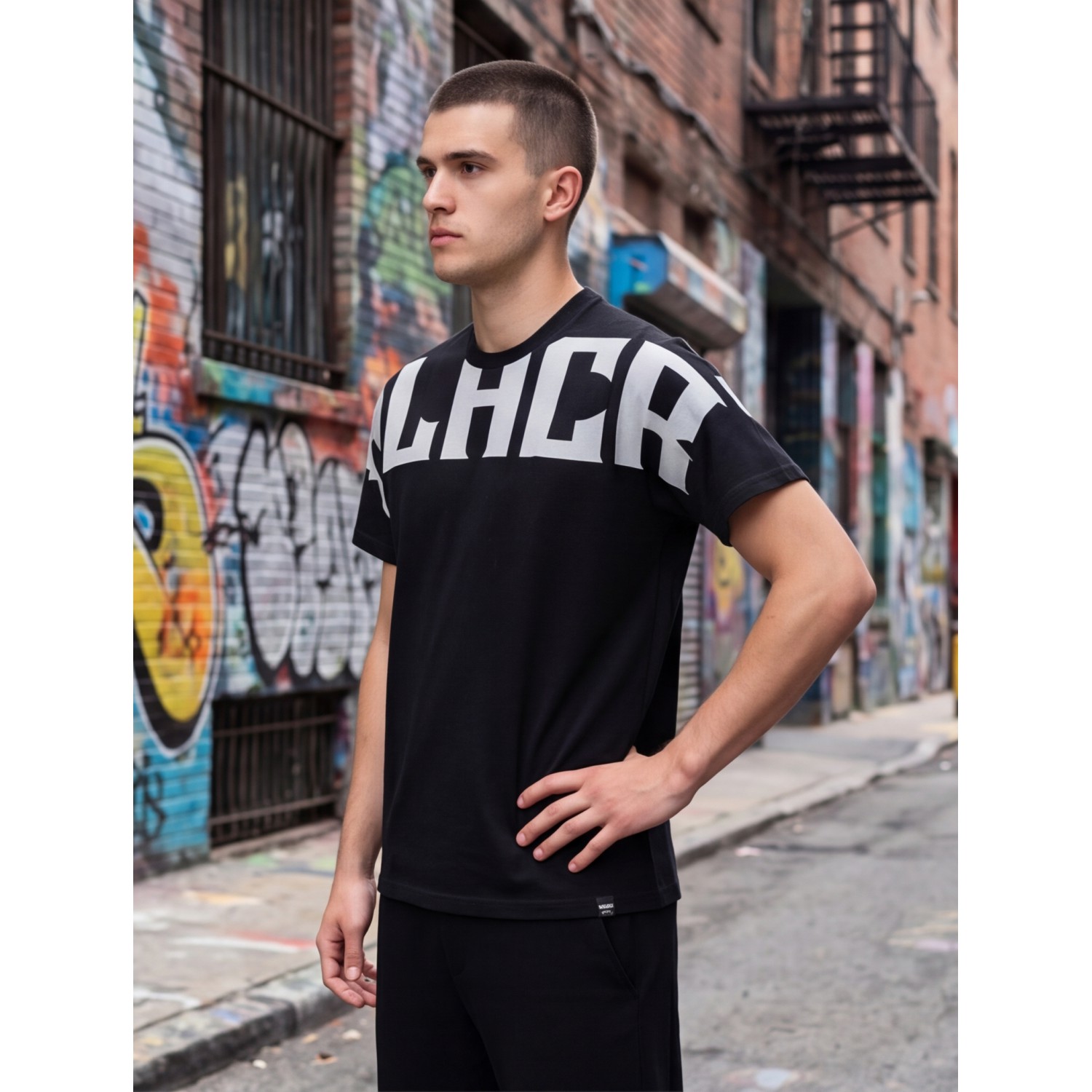 Life Style Butiken Ανδρική κοντομάνικη μπλούζα Oversized LS12631069 Black