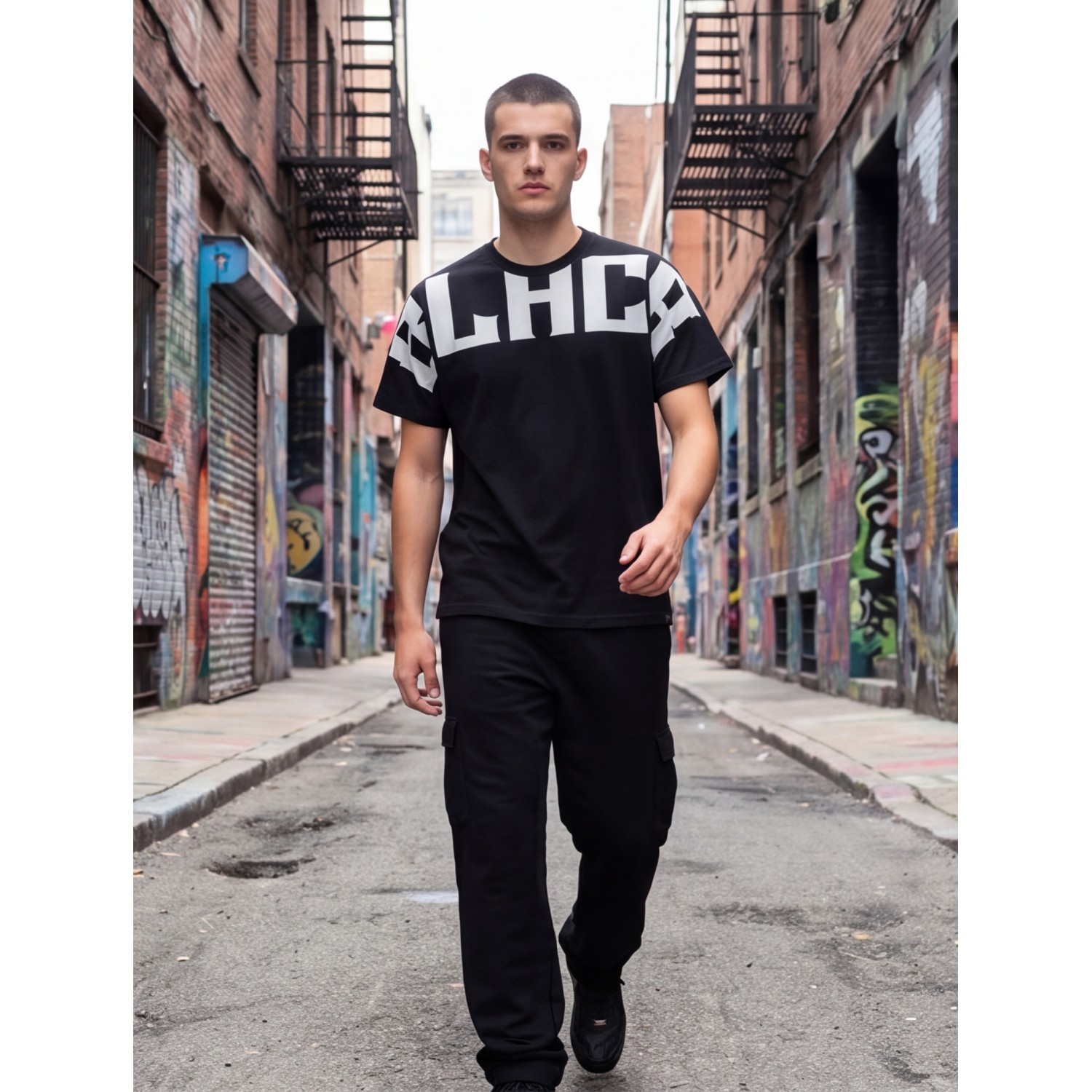 Life Style Butiken Ανδρική κοντομάνικη μπλούζα Oversized LS12631069 Black