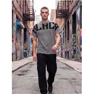 Life Style Butiken Ανδρική κοντομάνικη μπλούζα Oversized LS12631069 Γκρι