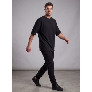 Life Style Butiken Ανδρική κοντομάνικη μπλούζα oversize ανάγλυφη υφή LS1M5771 Black