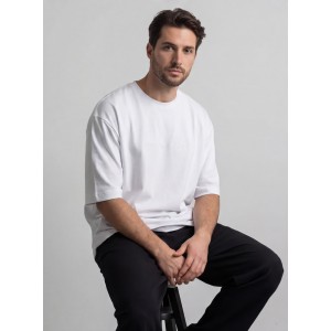 Life Style Butiken Ανδρική κοντομάνικη μπλούζα oversize LS12035 Λευκό