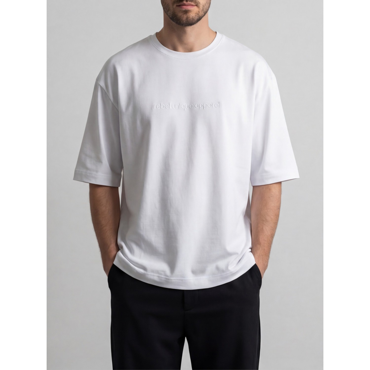 Life Style Butiken Ανδρική κοντομάνικη μπλούζα oversize LS12035 Λευκό