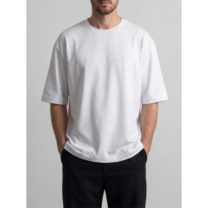 Life Style Butiken Ανδρική κοντομάνικη μπλούζα oversize LS12035 Λευκό