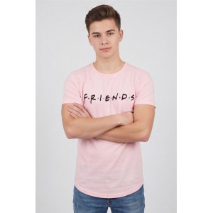 Life Style Butiken Ανδρικό T-shirt Με Στρογγυλάδα Και Τύπωμα FRIENDS LS181068 ΡΟΖ Ανδρικά