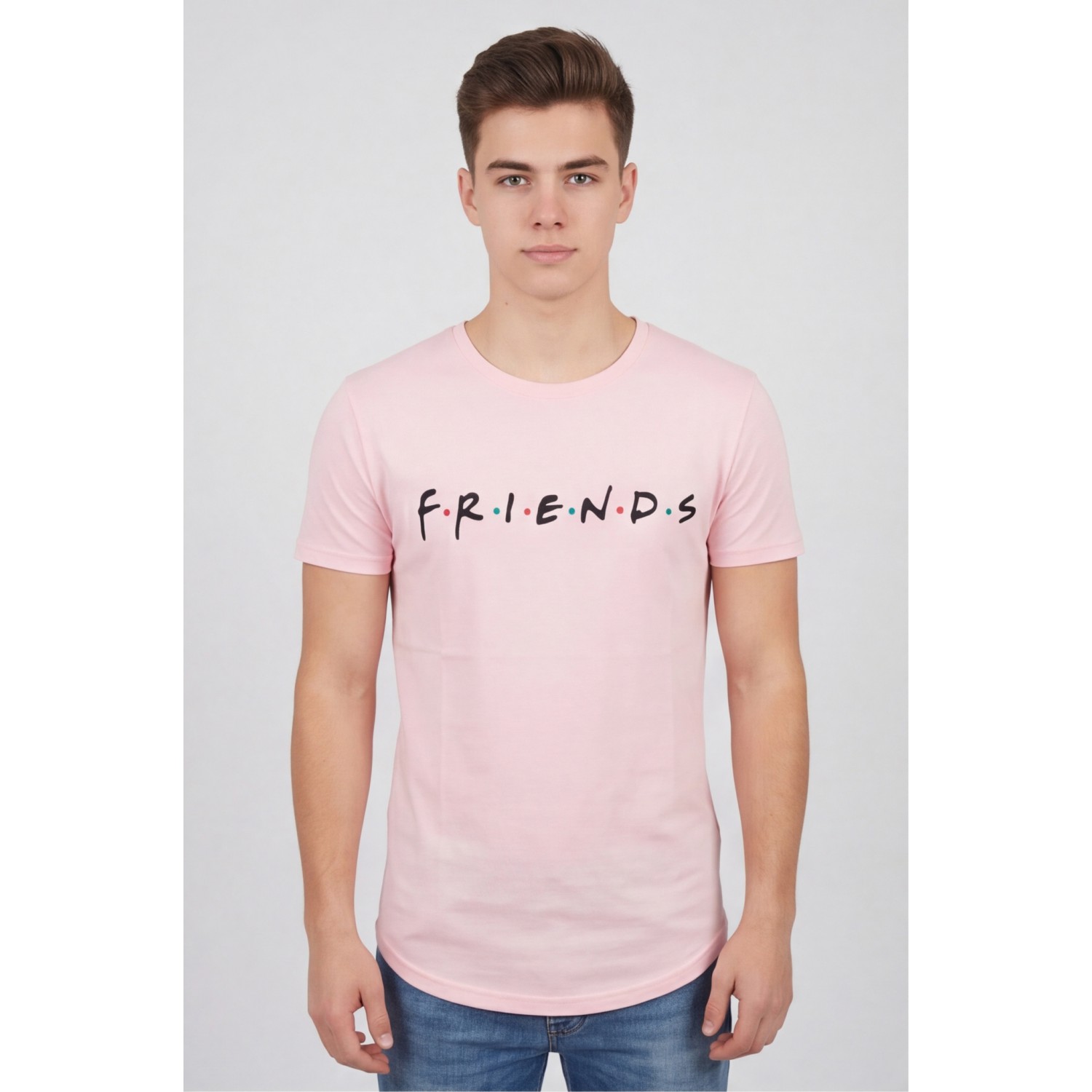 Life Style Butiken Ανδρικό T-shirt Με Στρογγυλάδα Και Τύπωμα FRIENDS LS181068 ΡΟΖ Ανδρικά
