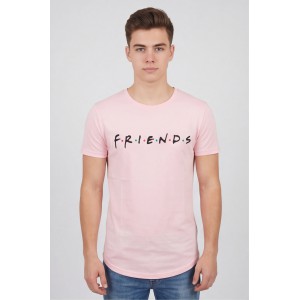 Life Style Butiken Ανδρικό T-shirt Με Στρογγυλάδα Και Τύπωμα FRIENDS LS181068 ΡΟΖ Ανδρικά