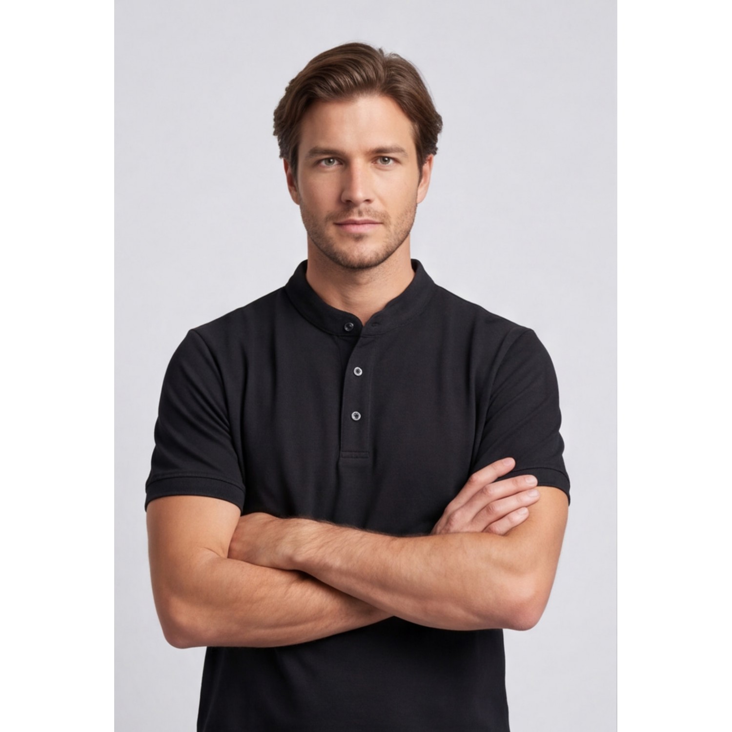 Life Style Butiken Ανδρική κοντομάνικη μπλούζα Polo Mao με κουμπιά LS12431837 Black Ανδρικά