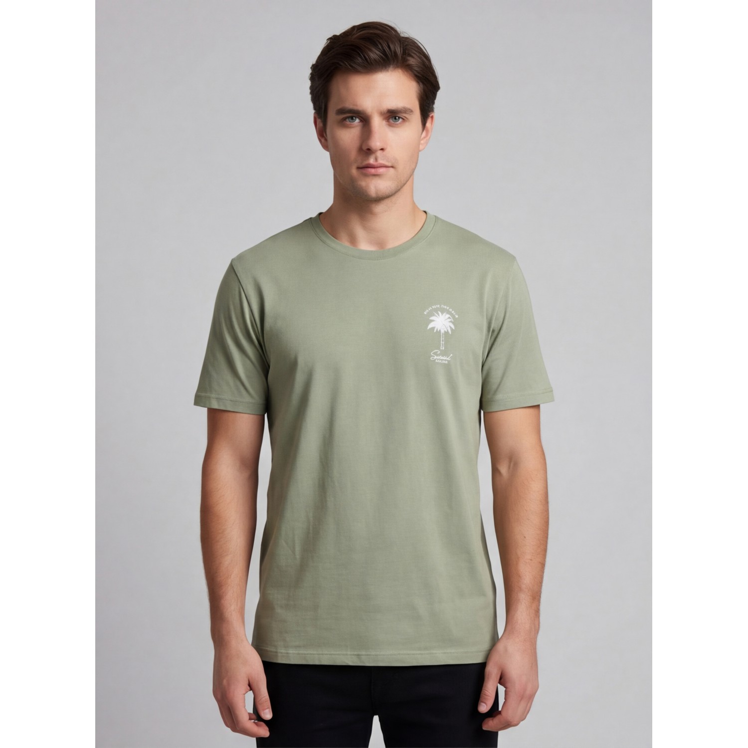 Life Style Butiken Ανδρική κοντομάνικη μπλούζα oversize με στάμπα στην πλάτη LS12631044 Μέντα Ανδρικά