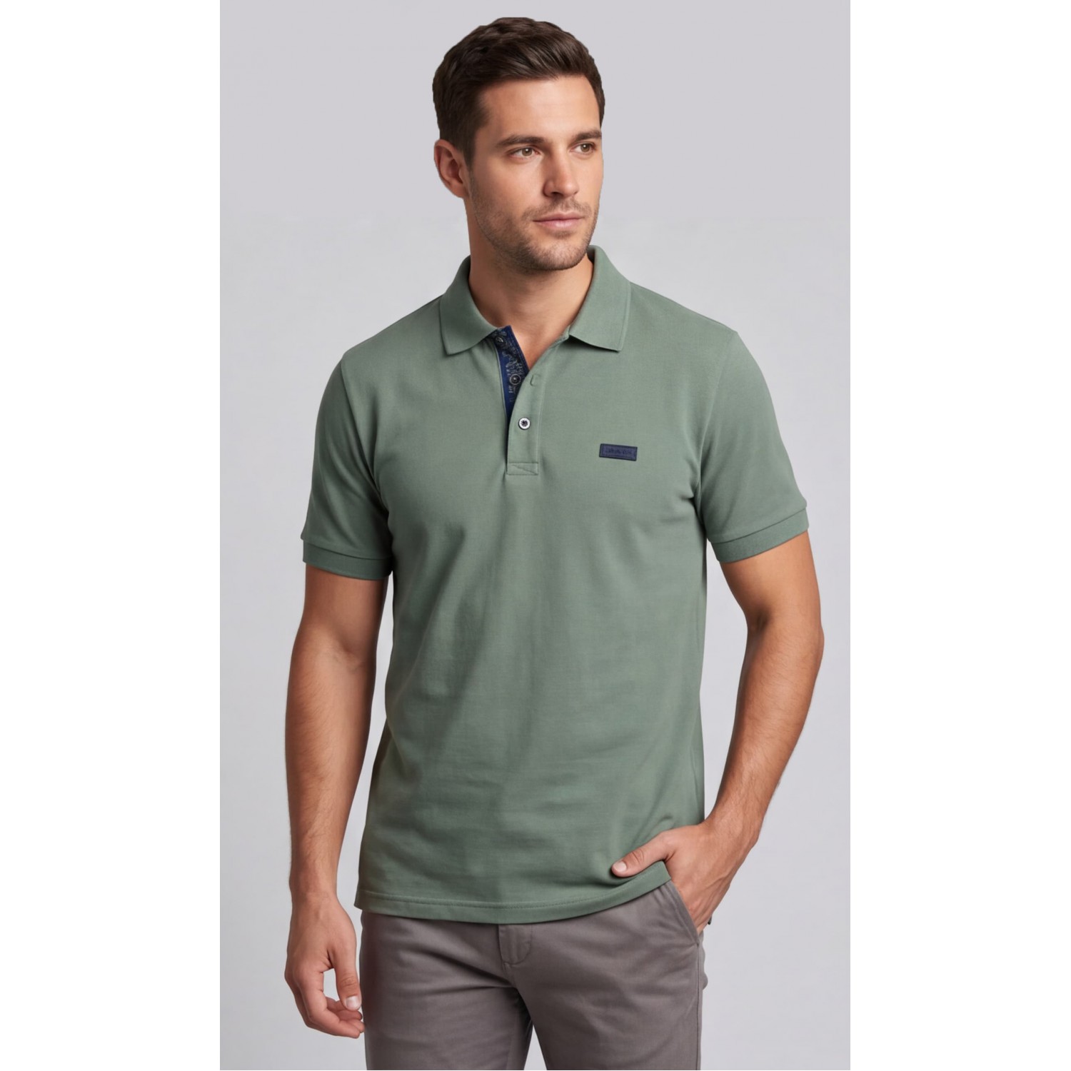 Life Style Butiken Ανδρική Πικέ Polo μπλούζα με γιακά και κουμπιά LS12631079 ΠΡΑΣΙΝΟ Ανδρικά